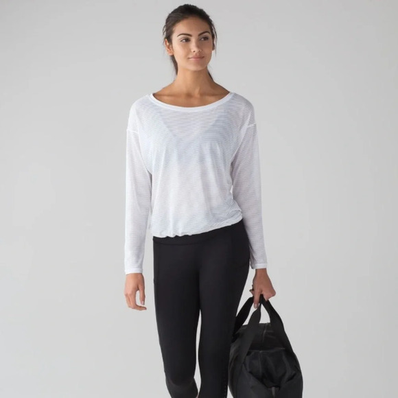 White Striped Women's Top - Picture 2 of 9